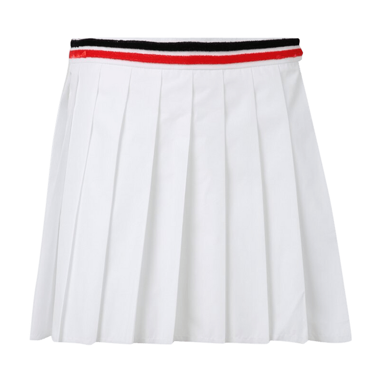 Miu Miu Logo Embroidered Pleated Poplin Mini Skirt "White"