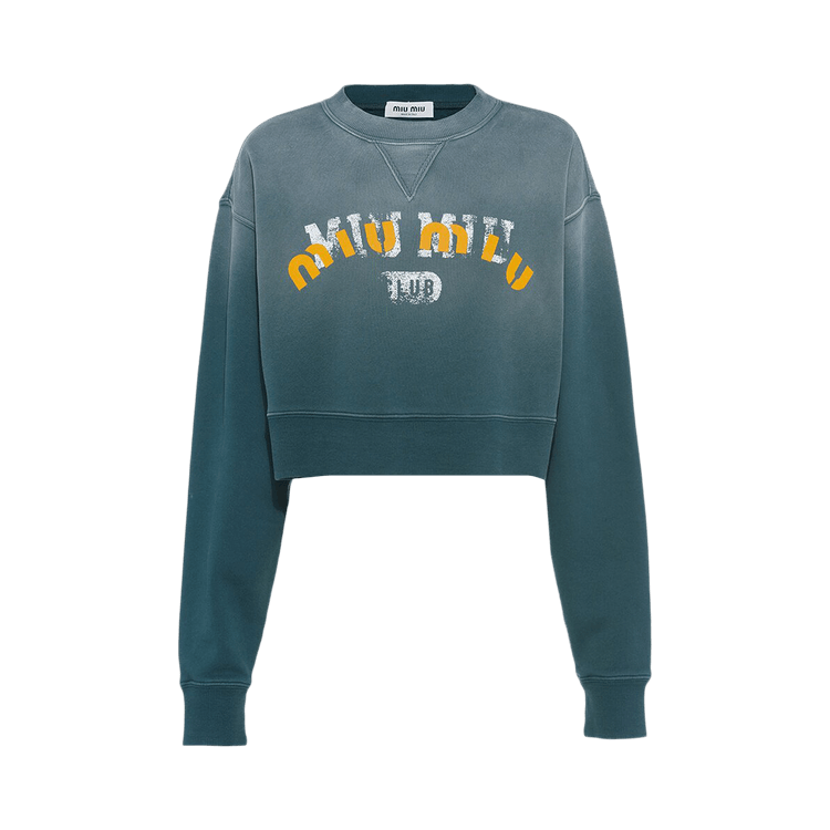 Miu Miu Garment Dyed Fleece Sweatshirt "Forest Green"