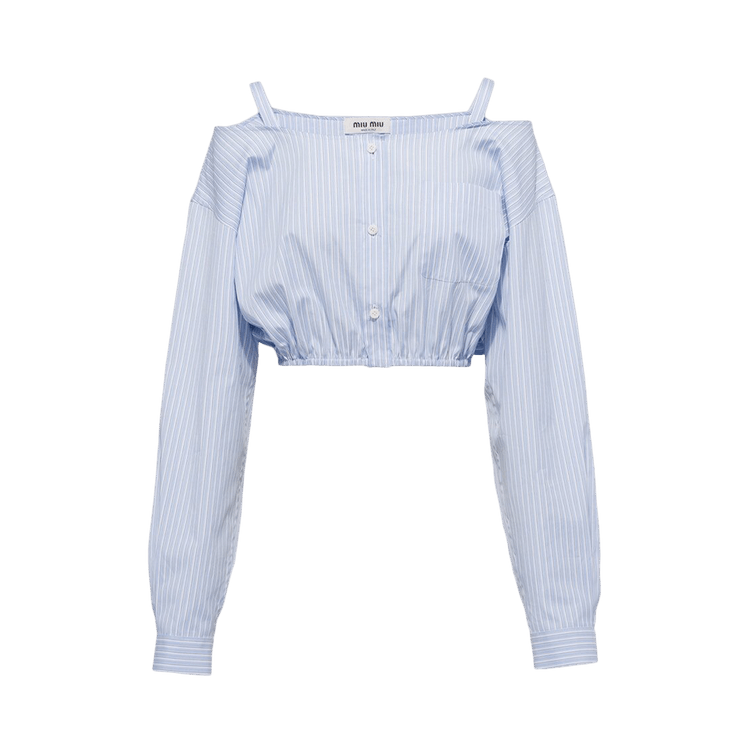 Miu Miu Striped Chambray Logo Shirt "Light Blue"