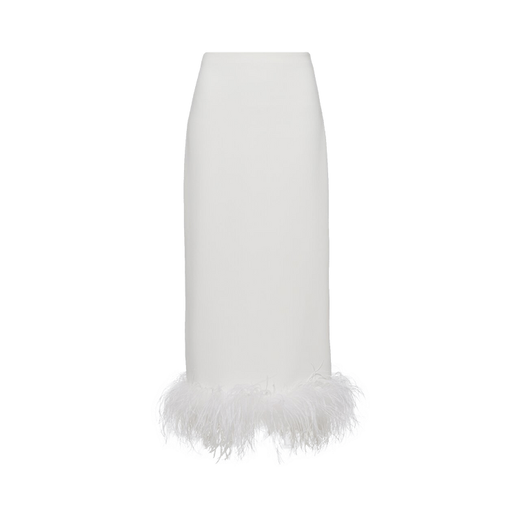 Miu Miu Stretch Cady Skirt With Feathers "White/Crystal"