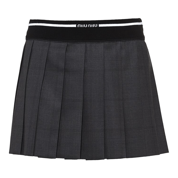 Miu Miu Glen Plaid Mini Skirt "Slate Grey"