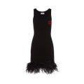 Miu Miu Cashmere Dress With Feathers "Black"