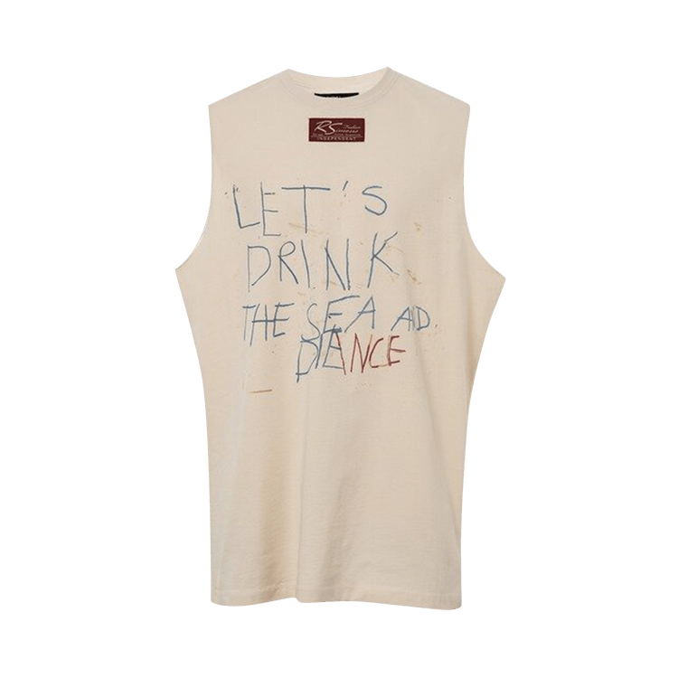 Raf Simons Sleeveless Oversized T-Shirt Lets Drink The Sea "Beige"