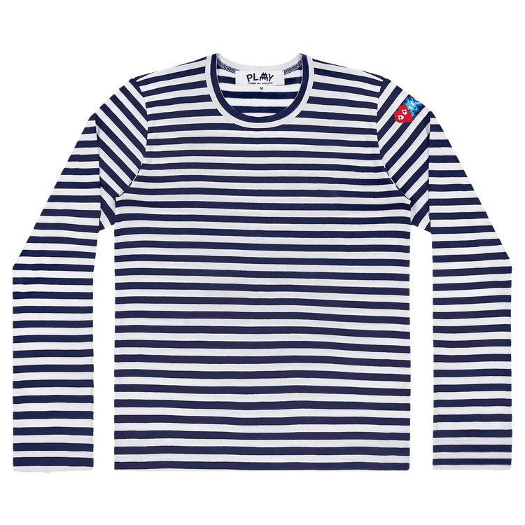 Comme des Garçons PLAY Double Heart Striped T-Shirt "Blue/White"