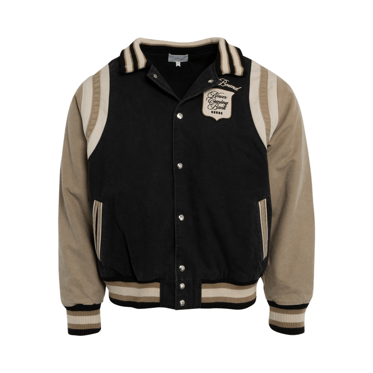 Rhude Washed Canvas Varsity Jacket "Black/Khaki"