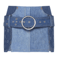 Marine Serre Regenerated Denim Belted Mini Skirt "Dark Blue"