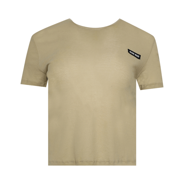 Miu Miu Garment Dyed Ribbed Jersey T-Shirt "Cord"