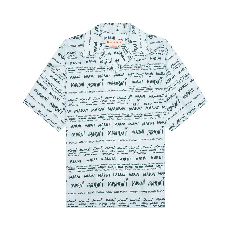 Marni Popeline Short-Sleeve Bowling Shirt "Arctic"