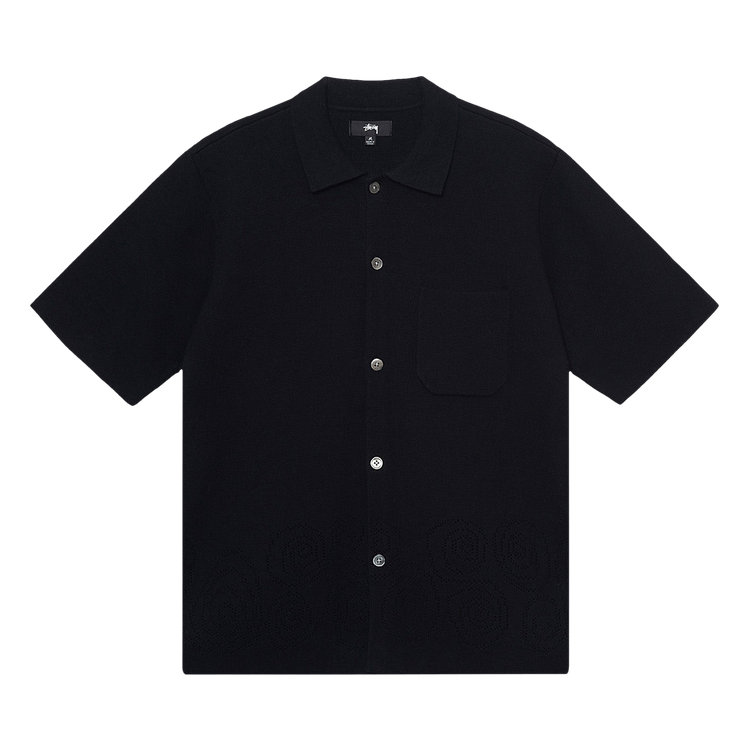Stussy Perforated Swirl Knit Shirt "Black"