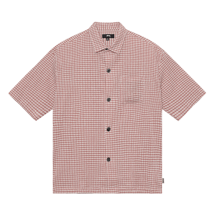 Stussy Wrinkly Gingham Short-Sleeve Shirt "Dusty Rose"