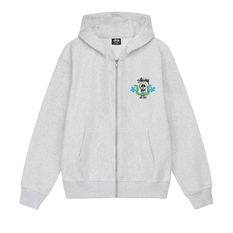 Stussy Skull Crest Zip Hoodie "Ash Heather"