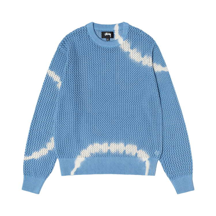 Stussy Pigment Dyed Loose Gauge Sweater "Tie Dye Blue"