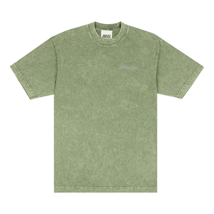 Bricks & Wood Script Logo Mineral Wash Tee "Matcha"