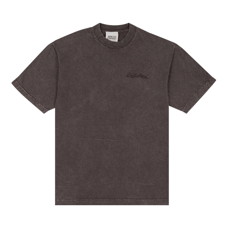 Bricks & Wood Script Logo Mineral Wash Tee "Cocoa"