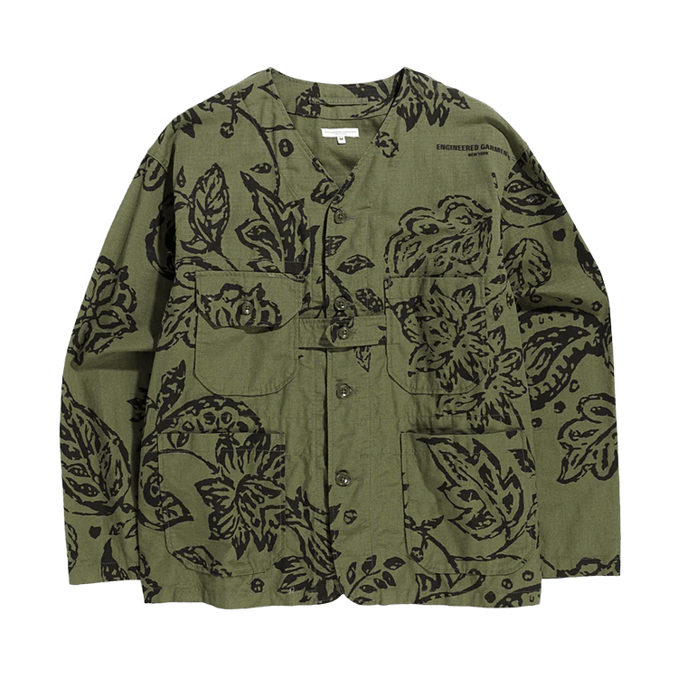 Engineered Garments Cardigan Jacket "Olive Floral Print"