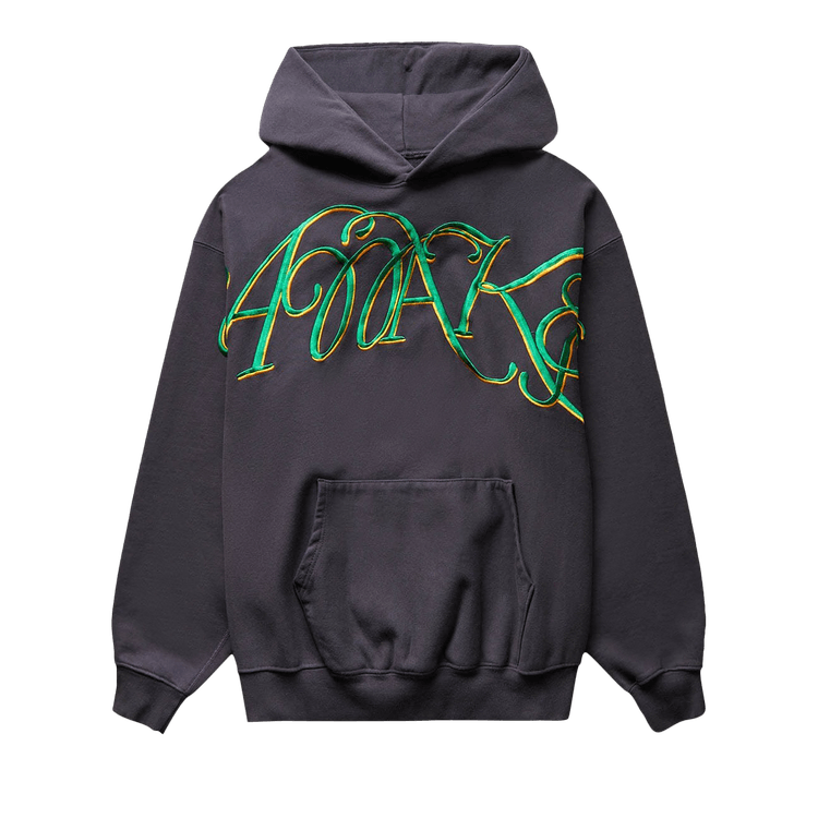 Awake NY Script Oversized Embroidered Hoodie "Charcoal"