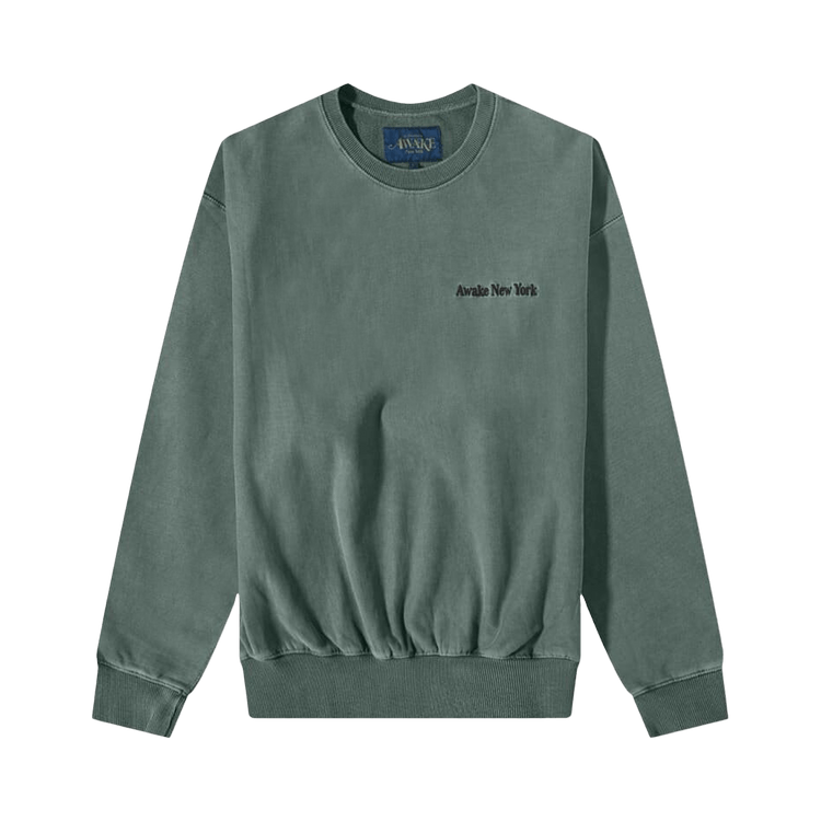 Awake NY Pigment Dyed Embroidered Crewneck Sweatshirt "Slate"