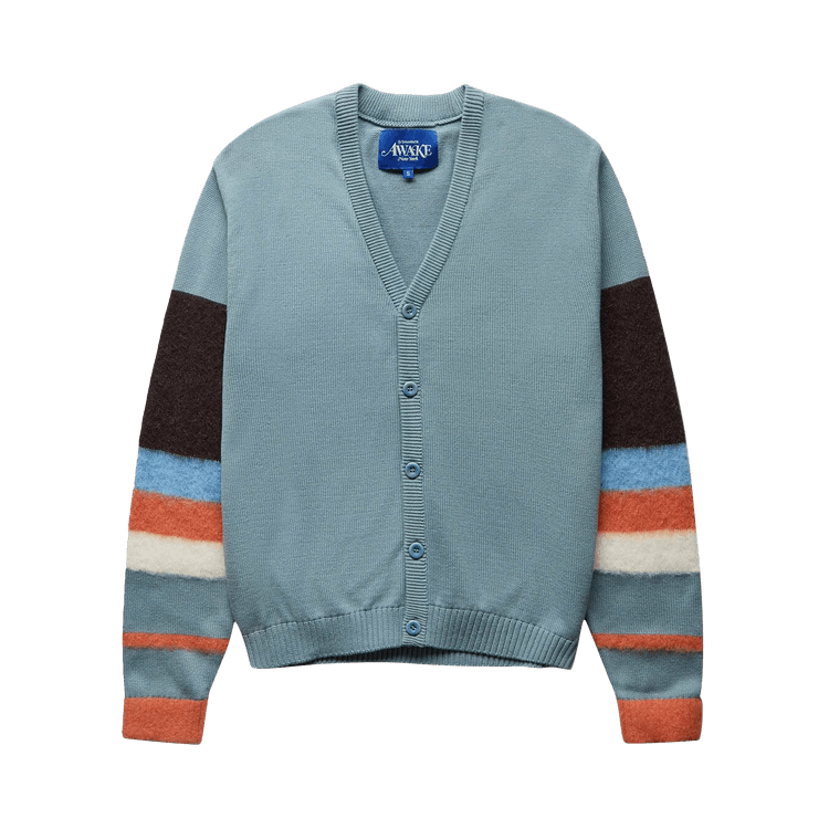 Awake NY Striped Mohair Sleeve Cardigan "Teal/Multicolor"