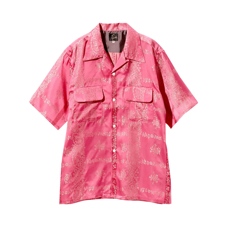 Needles Cupra Sateen Flower Short-Sleeve Classic Shirt "Pink"