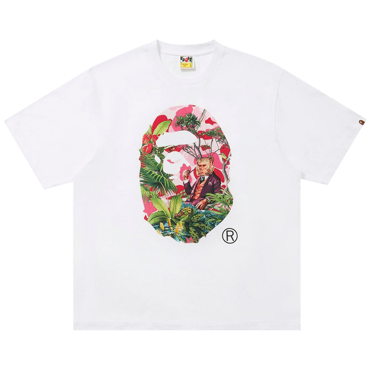 BAPE x Monkey 47 Ape Head Tee "White/Pink"