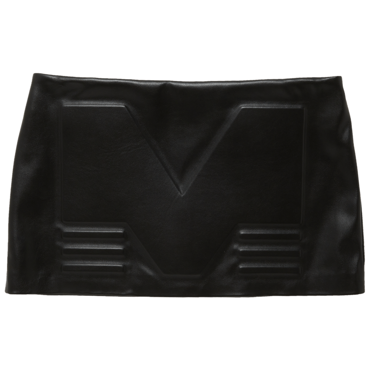 Mowalola Embossed Pattern Grained Faux Leather Mini Skirt "Black"