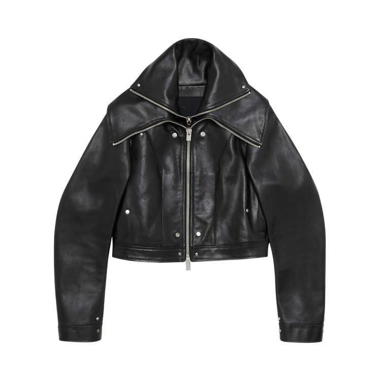 Heliot Emil Panelled Zipped Leather Jacket "Black"