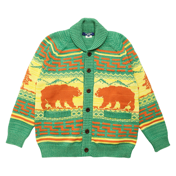 Junya Watanabe Multi Knit Jacquard Cardigan "Green"