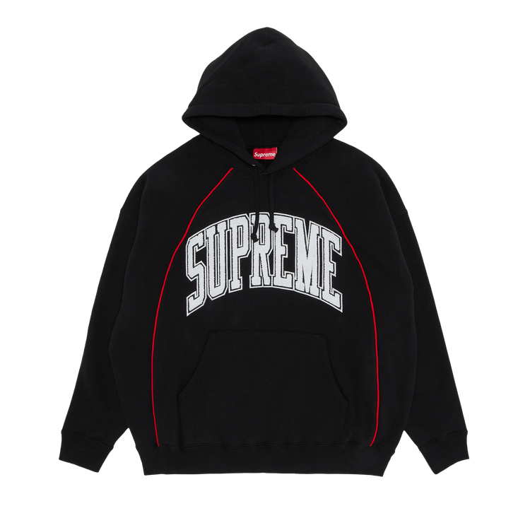 Supreme Boxy Piping Arc Hooded Sweatshirt "Black"