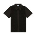 3.PARADIS Unity Doves Black Tulle Short-Sleeve Button Shirt "Black"