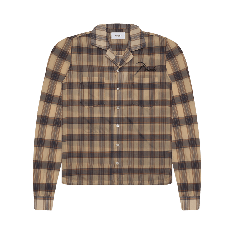 Rhude Sheer Plaid Button Down "Tan"