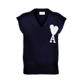 Ami Sleeveless Sweater "Nautic Blue/White"
