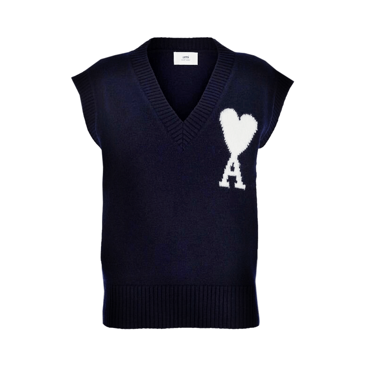 Ami Sleeveless Sweater "Nautic Blue/White"