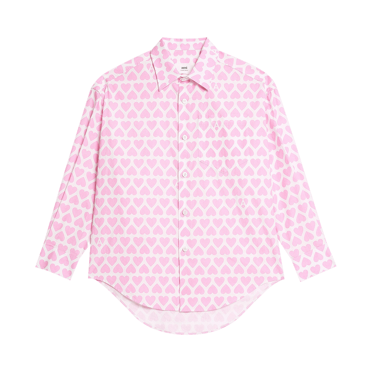Ami Boxy Fit Shirt "Candy Pink/Natural White"