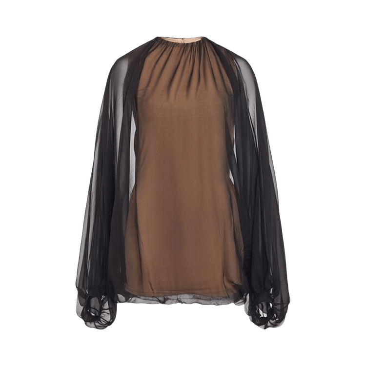 Valentino Chiffon Top "Nero/Sand"
