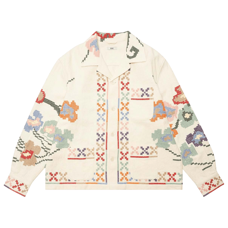 Bode Prisma Embroidered Shirt "Ecru/Multicolor"