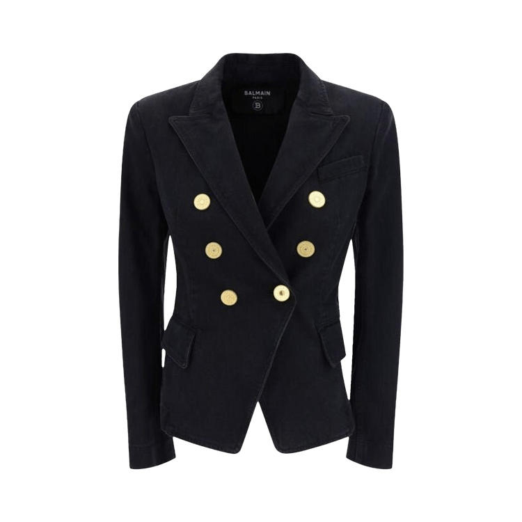 Balmain Button Embellished Denim Jacket "Black"