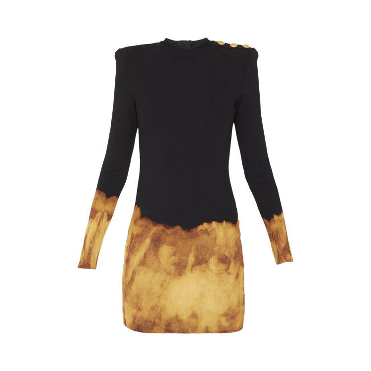 Balmain Fire Knit Dress "Black/Yellow"