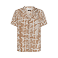 Balmain Monogram Print Flowing Shirt "Ivory/Brown"