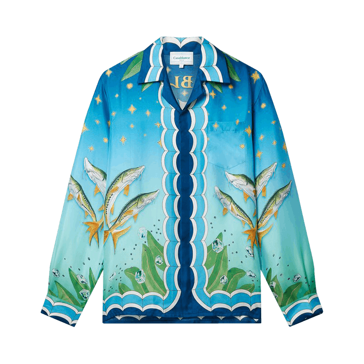Casablanca x Caviar Kaspia Caviar Club Cuban Collar Silk Shirt "Multicolor"