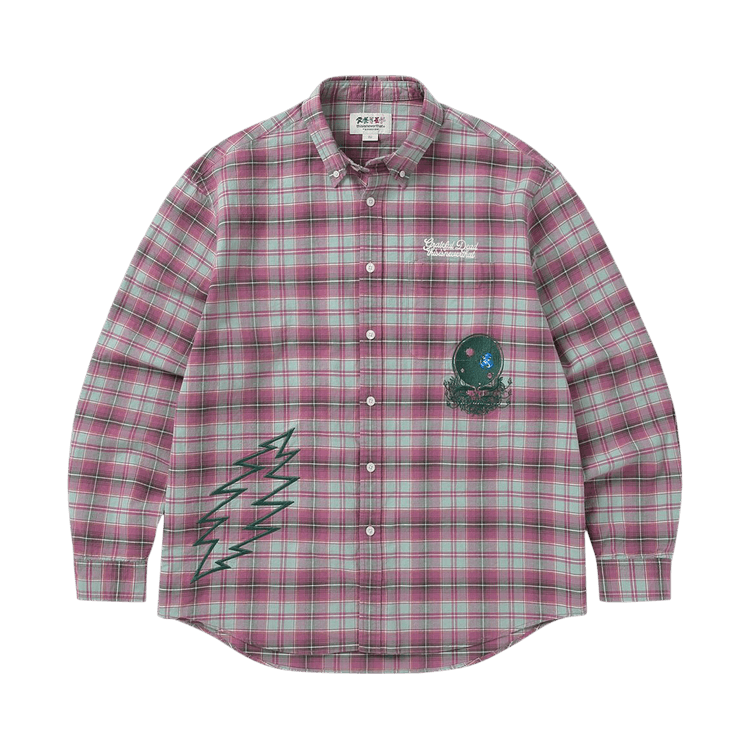 thisisneverthat x Greatful Dead Lightning Bear Plaid Shirt "Plum"
