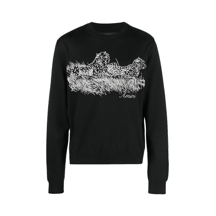 Amiri Cheetah Logo Crew "Black"