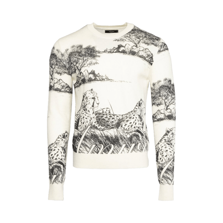 Amiri All Over Leopard Print Crew "Tan"
