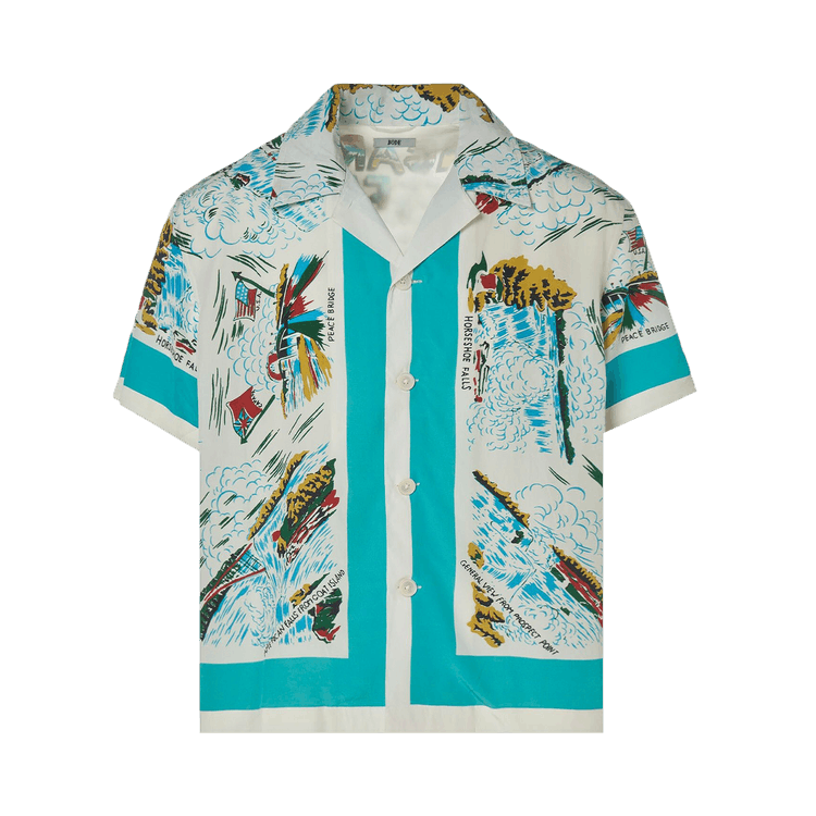 Bode Niagara Souvenir Short-Sleeve Shirt "White/Multicolor"