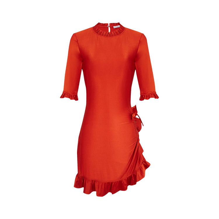 Rabanne Asymmetric Flamenco Mini Dress "Paprika"
