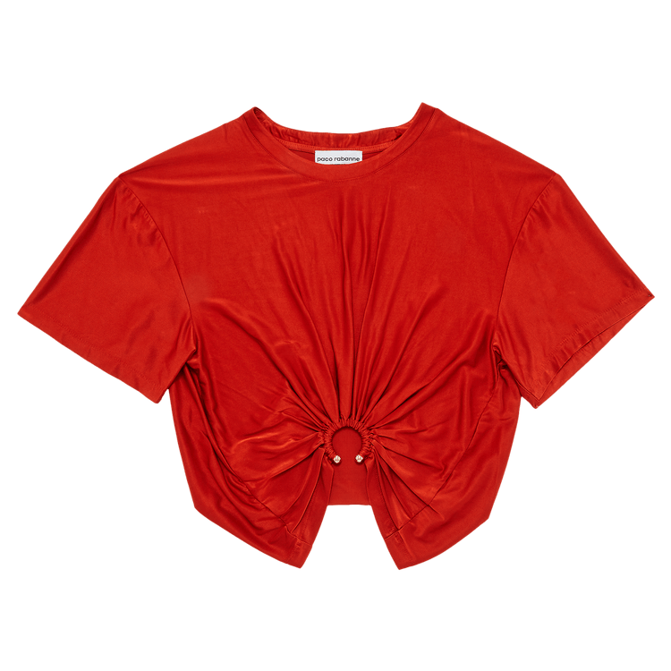 Rabanne Ring Gathered Cropped Tee "Paprika"
