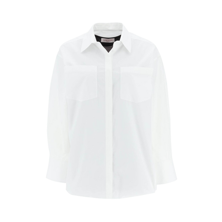 Valentino Wide Poplin Shirt "Bianco/Ebano"