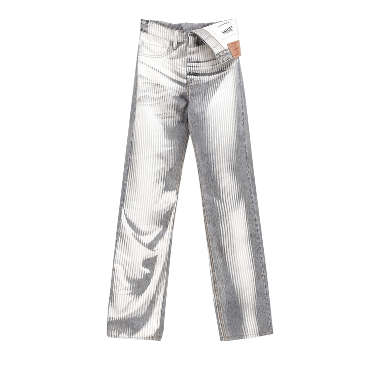 Y/Project Body Morph Asymmetric Jeans "Blue/White"