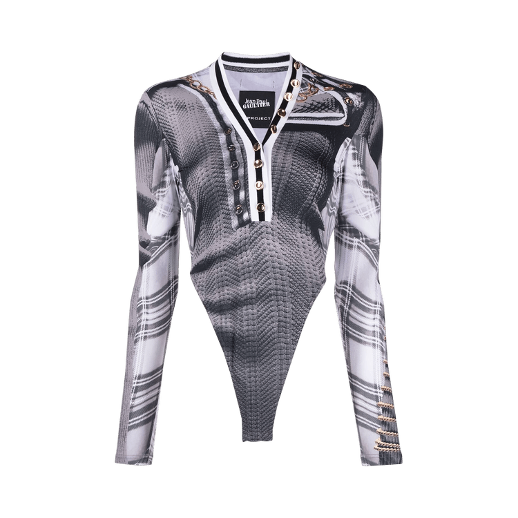 Y/Project Trompe L'Oeil Cardigan Bodysuit 'Grey/White'