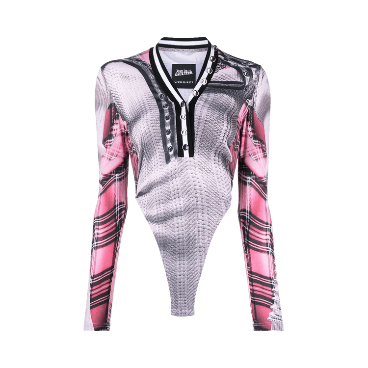 Y/Project Trompe L'Oeil Cardigan Bodysuit 'Pink/White'