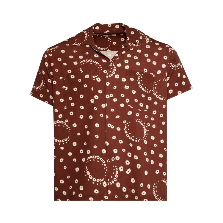 Bode Fleur D'Air Short-Sleeve Shirt 'Brown/White'
